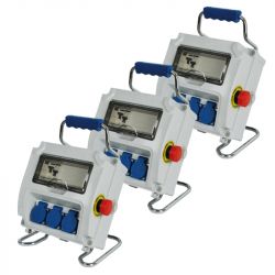 Lot de 3 Coffrets De Chantier Monophasé Pré-équipé avec arrêt d'urgence OHMTEC
