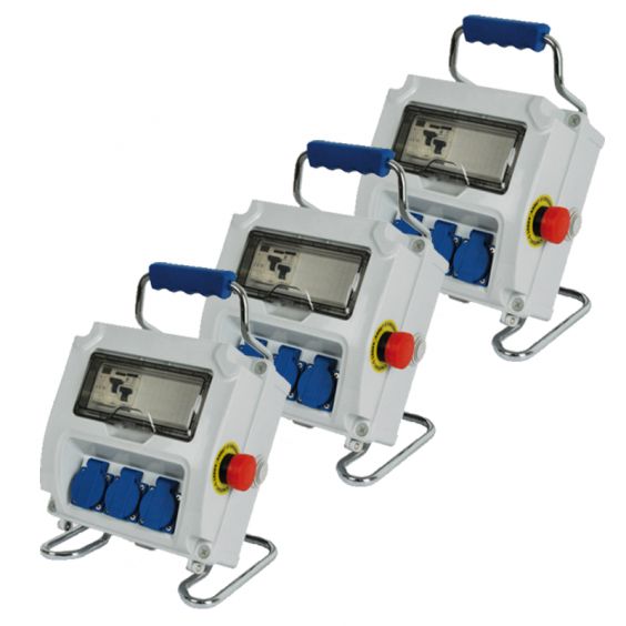 Lot de 3 Coffrets De Chantier Monophasé Pré-équipé avec arrêt d'urgence OHMTEC